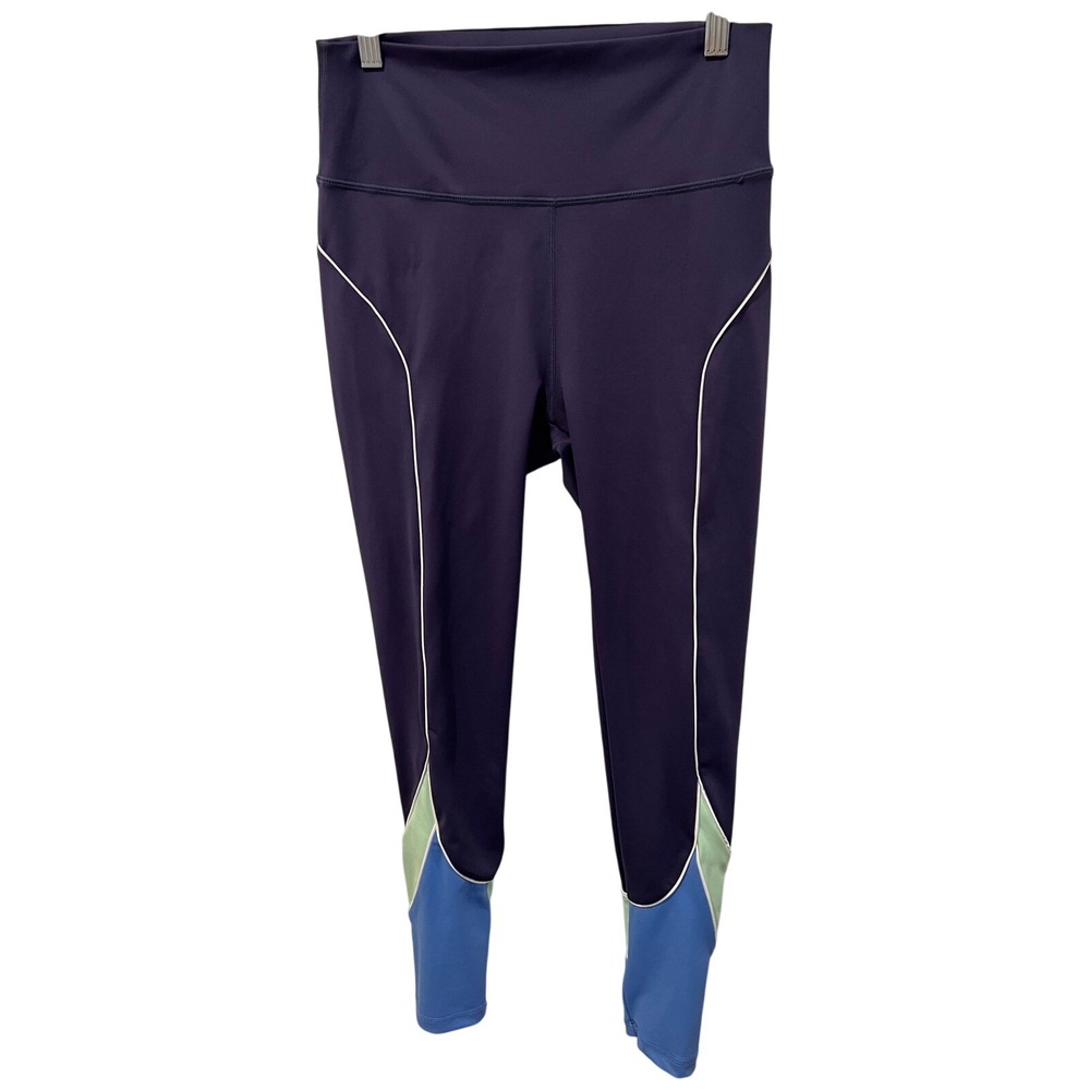 WILO Activewear Color Block Leggings Athletic Workout Yoga Gym‎ Blue Green L